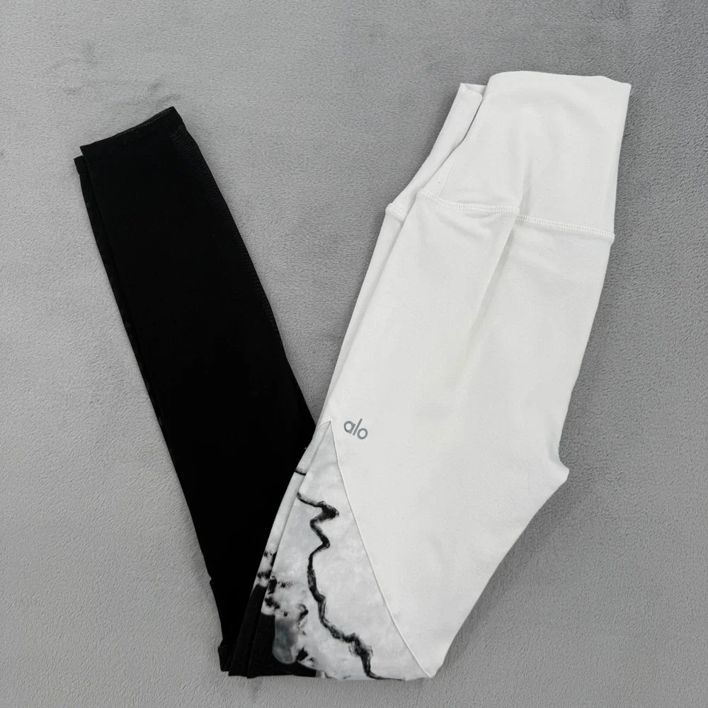 Alo‎ Yoga High Waist Colorblock Marble Graphic Leggings Women's Size XS